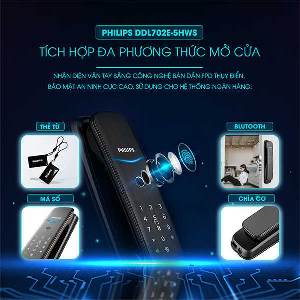 Khóa cửa thông minh PHILIPS DDL702-5HWS - ảnh 2