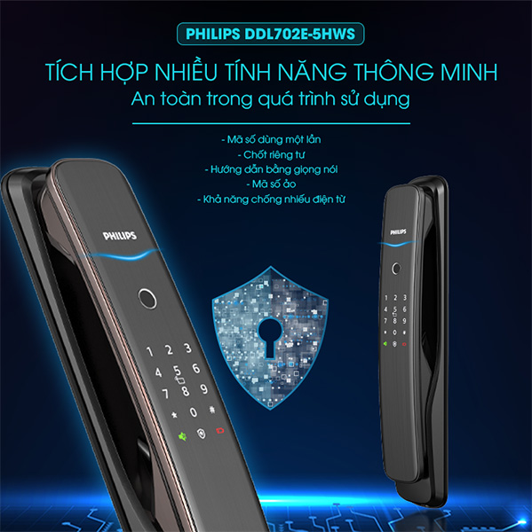 Khóa cửa thông minh PHILIPS DDL702-5HWS - ảnh 6