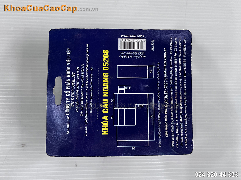 Khóa cầu ngang bằng thép Việt Tiệp 05208 - ảnh 5 Khóa cầu ngang bằng thép Việt Tiệp 05208 - ảnh 5