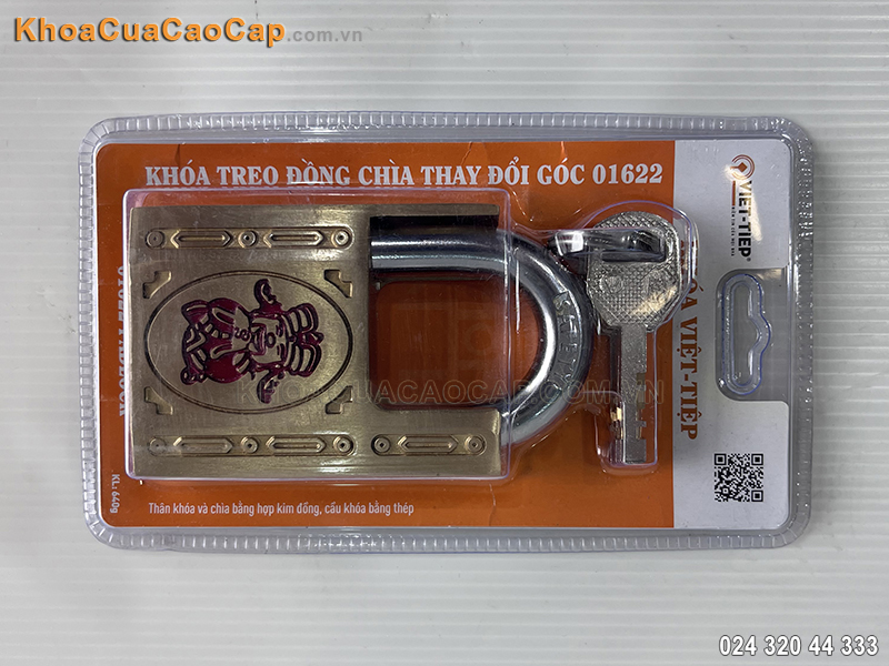 Khóa treo đồng chìa thay đổi góc Việt Tiệp 01622